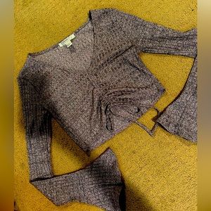 Bell Sleeve Tie Crop Top Retro